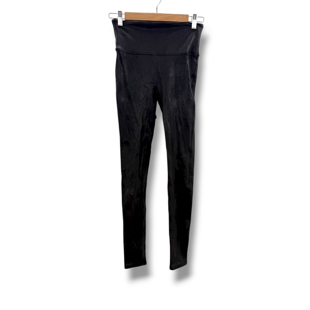 Spanx Faux Leather Leggings Women's Medium Black High Rise Slimming‎ Pants